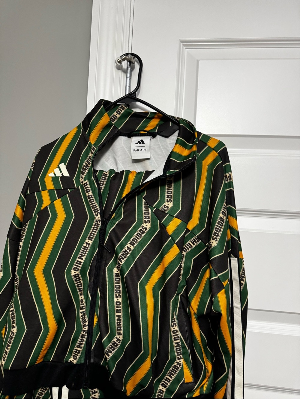 FARM RIO Men’s Green, Yellow & Black Chevron Track Jacket Adidas Women
